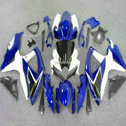Motorbike Injection ABS Plastic Full Fairing Kits For Suzuki GSXR600-750 2008 2009 2010 K8 08 09 10 Fairing Blue White Carene