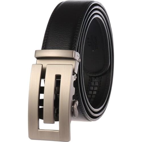 White Mens Belts Leather Cowhide High Quality Luxury Metal Auto Buckle Business Waist Strap Male Brown Ratchet Belt 3.5cm Width