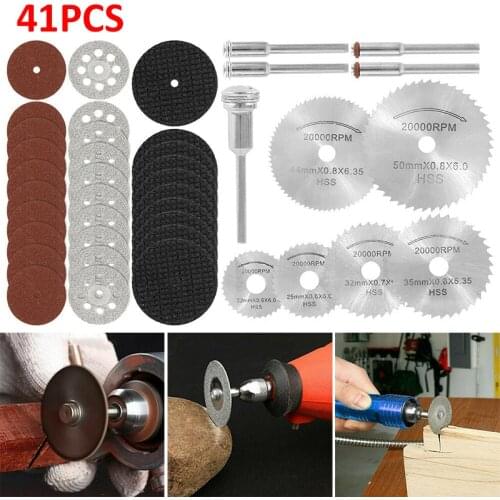 41pcs Mini Circular Saw Blades Set Cut-Off Wheels Drill Diamond Cutting Discs Power Metal Wood Rotary Tool