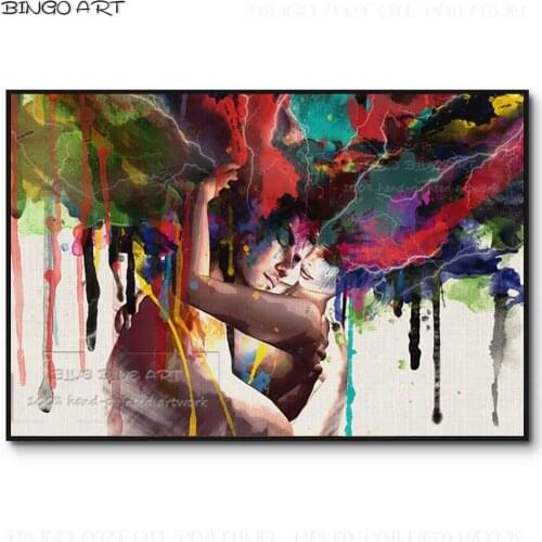 New Arrivals Canvas Wall Picture Hand-painted Abstract Man and Woman Portrait Oil Painting Water Fall Style Figure Oil Painting