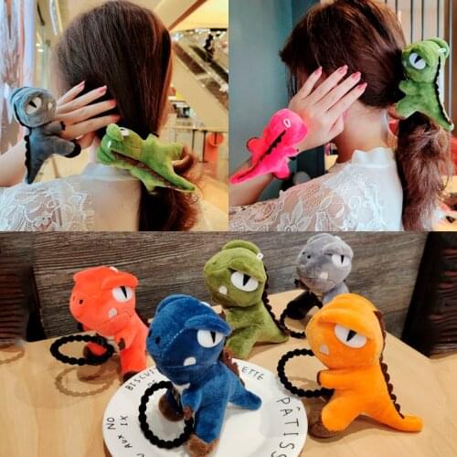 2020 New stuffed toy dinosaur hair rope hair ring Tyrannosaurus Rex doll headdress in Dongmen, South Korea