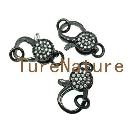 Wholesale Black Lobster Clasps Charms Micro Pave Zircon Hooks Pendant For Jewelry Making FC5088