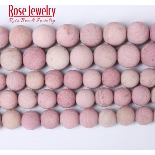 Wholesale Natural Stone Dull Polish Matte Rhodonite Round Loose Beads 15" Strand 4 6 8 10 12 MM Pick Size for Jewelry Making