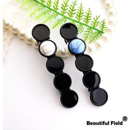 Fit 12mm Cabochon Base Hairpin Setting Black Plated Round Cameo Base Blank Tray Spring Clip Five Tray