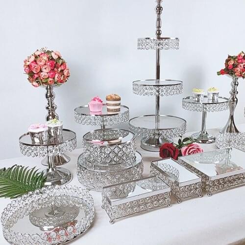 1pcs Round Cake Stand Pedestal Holder Party crystal silver color
