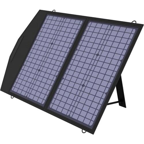 18V60W Portable Solar Panel (USB+DC Output) , Foldable Monocrystalline Solar Cell Solar Charger for Smart Phone, Laptop, Camping
