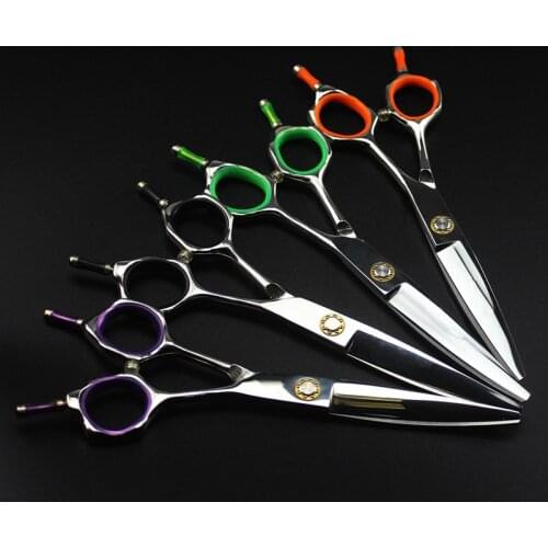 Professional Japan 440c steel 6 inch Curved hair scissors haircut scissor cut barber hair cutting shears hairdresser scissors
