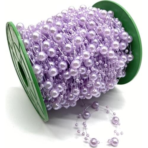 5Yards 3+8mm Fishing Line Artificial Pearls Flower Beads Chain Garland Flowers Wedding Party Decoration Diy Accessories #S10s12