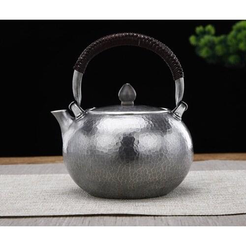 Handmade Silver Teapot Silver 999 Teapot Silver Tea Set Household Large Capacity Silver Teapot