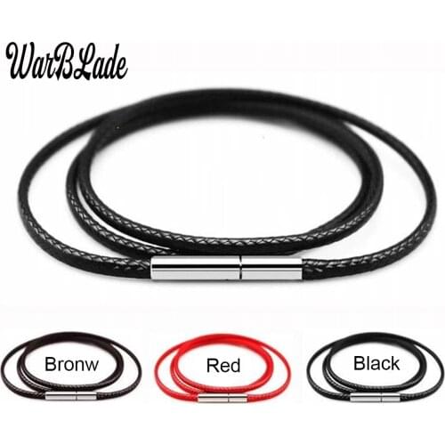 WBL 3pcs1mm-3mm Necklace Cord Black Leather Cord Wax Rope Chain With Stainless Steel Rotary Buckle For DIY Necklace Jewelry