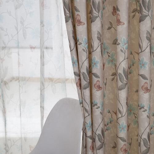 Curtains American Country Shefuni Pastoral Printing Blackout Curtains Finished Floating Curtains for Living Dining Room Bedroom