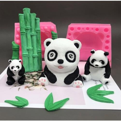 3D Panda Silicone Mold Bamboo Rich Bamboo Chocolate Fondant Cake Decoration Baking Tools DIY Handmade Soap Mold
