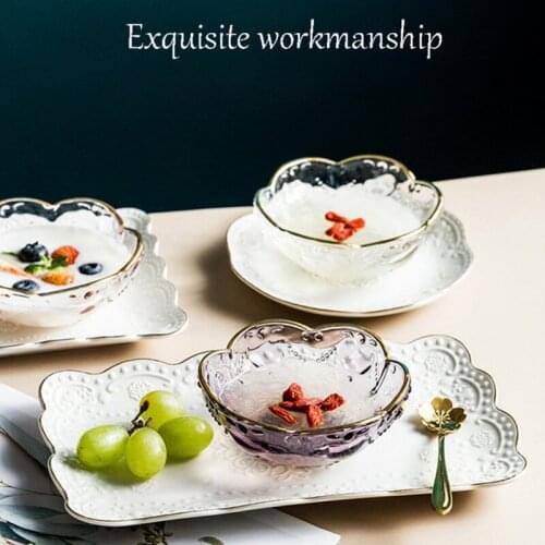 Japanese Style Phnom Penh Cherry Blossom Glass Bowl Dessert Fruit Salad Bowl Decoration Tableware