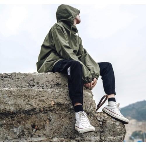 Spring and Autumn Thin Sweater Solid Color Hooded Hooded Jacket Mens Drawstring Trend Japanese Casual Clothes Casual Jacket