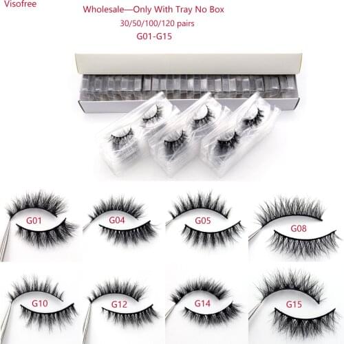 Visofree 30/50/100 Pairs 3D Mink Eyelashes Handmade Natural Long Mink Lashes Reusable Make Up Eyelashes 100% Cruelty Free Mink
