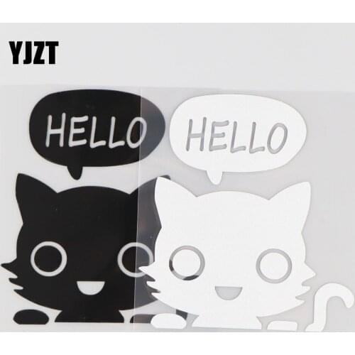 YJZT 10.2CM*11.1CM Hello Funny Vinyl Car Sticker Jdm Racing Window Decal Stance Heart Black/Silver 4A-0179