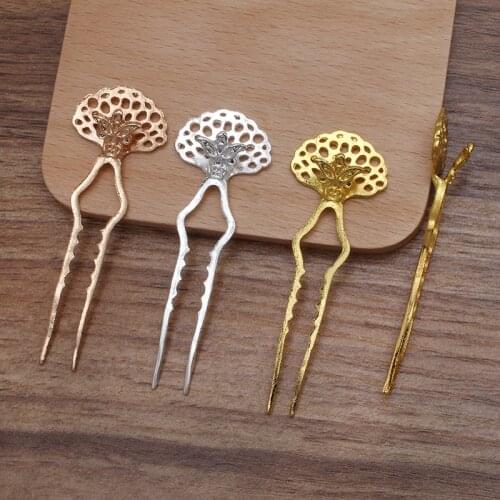 10pcs/lot 24*74mm 3 Color Alloy Hairpin Chinese Hair Sticks Bridal Hair Fork Hair Accessories For Women