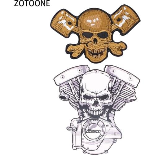 ZOTOONE Punk Skull Embroidered Patches for Clothing DIY Large Back Patch Decorations on Clothes Craft Iron on Patch Applications