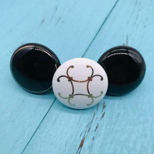 1x Modern Minimalist Smooth Knobs 38mm Dia Round Interior Door Dresser Knob Drawer Knobs Black Ceramic Cabinet Knobs Round