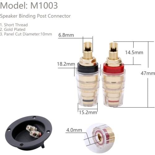10Pcs Brass Gold Plated 4MM Banana Plug Terminal Binding Post for Speaker Amplifier High Quality Red and Black