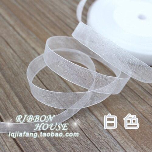 45meters/lot (50 yards/roll)1/2''(12mm) Organza ribbons white gift wrapping decoration Christmas ribbons Sewing Fabric Hand DIY