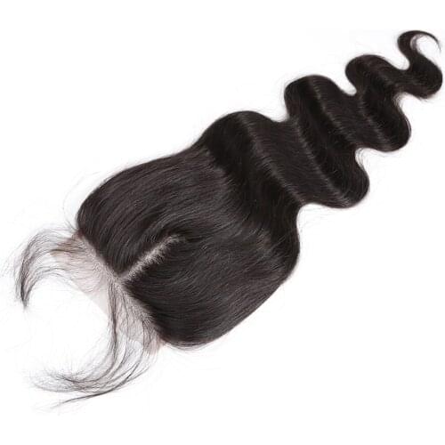 4X4 Body Wave Lace Closure MIddle/Free Part Human Hair Natural Color Brazilian Remy Hair Closure With Baby Hair Bleached Knots