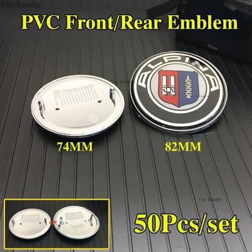 50pcs/set 82mm 74mm Sticker Auto Car Front Hood Bonnet Decal PVC Badge Car Rear Trunk Emblem Caps for E60 E90 F10 F30 F15 E91