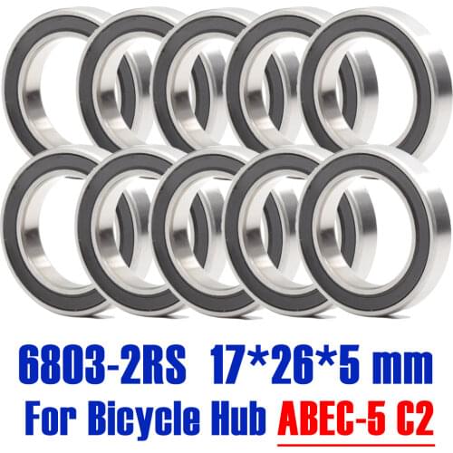 6803-2RS Bearing 17*26*5 mm 10PCS ABEC-5 17 24 5 6803RS Bearings For Bicycle Hub Front Rear Hubs Wheel