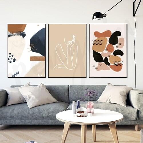 Abstract White Line Woman Body Canvas Print Paintings Geometry Poster Morden Wall Art Pictures on Canvas Living Room Home Decor