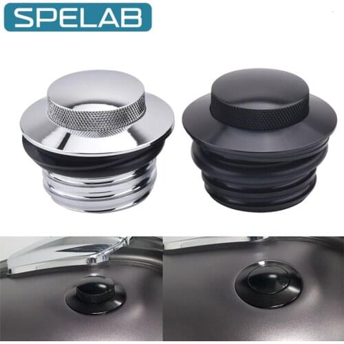 SPELAB CNC Aluminum Motorcycle Flush Pop-Up Gas Cap With O-ring Vented Fuel Tank Gas Cover For Harley Dyna Fat Bob CVO Fxdfse