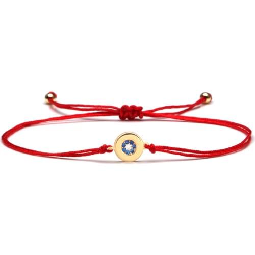 White Blue Cubic Zirconia Stones Evil Eye Charm Bracelet Women Girl Pretty Cute CZ Crystal Lucky Red String Braided Jewelry Gift