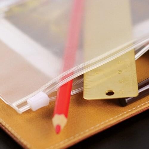 C90C Clear PVC Storage Bag Pouch For Notebook Diary Day Planner Zipper Business Cards