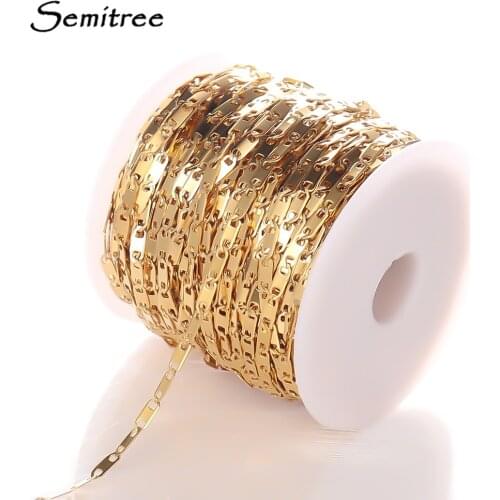 Semitree 2 Meters Stainless Steel Chains Gold Bulk Chain for DIY Jewelry Necklace Component Crafts Accessories Handmade Supplies