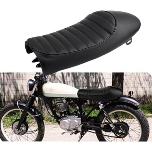 Black Motorcycle Cafe Racer Seat Custom Vintage Hump Saddle Flat Pan Retro Seat For Yamaha XJ Honda CB CL Suzuki GS BMW Etc