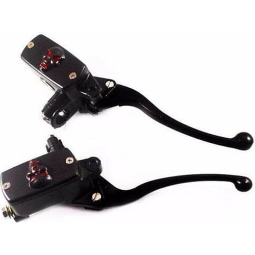 Black 7/8" Skull Cover Reservoir Brake Clutch Lever Cruiser Cafe Vintage Retro