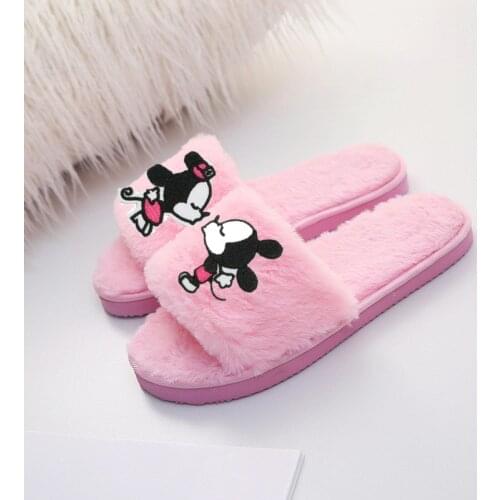Disney childrens cartoon Minnie Mickey cotton slippers warm slippers home shoes girls non-slip soft bottom home shoes