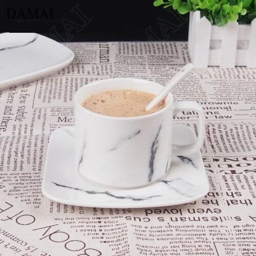 Creativity Marble Texture Ceramic Mugs Nordic Office Desktop Coffee Cups with Base Spoon Afternoon Tea Tableware Home Decoration