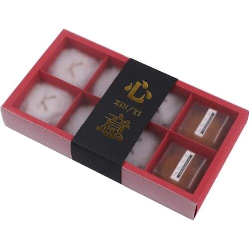 Red Large Moon Cake Boxes with PVC Cover Party Gift Package Box Egg-Yolk Puff Cookie Biscuit Cake Boxes for Bake SN3714