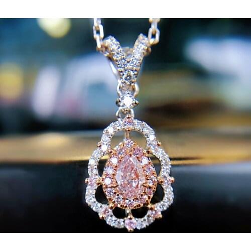 QTT Trendy Silver 925 Chains Charms Necklace Luxury Pink Zircon Stone Pendants For Women Jewelry On The Neck Wedding Gift