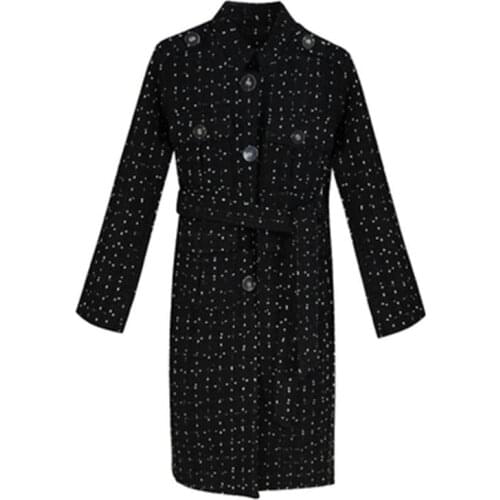 Fashion Plaid Woolen Blazer women jacket Winter New high quality Large size Casual Long tweed woolen coat women Blazers women