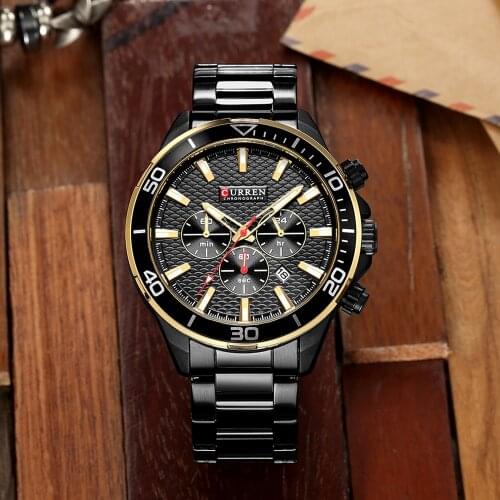 Mens Watches Top Brand Luxury Fashion Business Quartz Stainless Steel Wristwatch CURREN Chronograph and Date Relogio Masculino