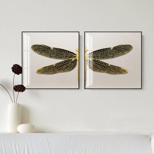 Nordic Style Wall Art Dragonfly Specimen Canvas Painting Ginkgo Leaf Poster Minimalism Decor Print Picture for Living Room Home