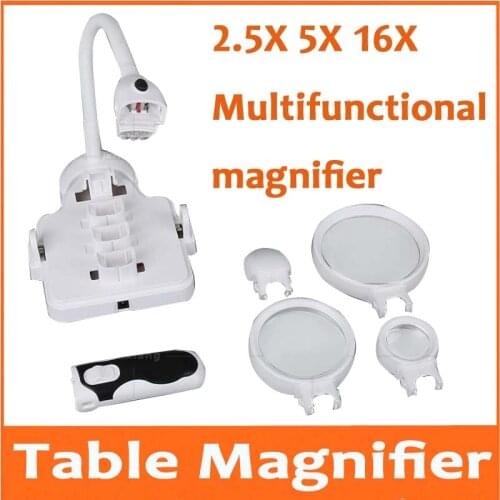 2.5X 5X 16X Table Lamp LED Illuminated Desk-top Welding Magnifier Magnifying Glass Cell Phone Circuit Board Repair 110V-220V