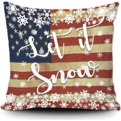 Lets it Snow Winter Christmas Throw Pillow Cover Snowflake Snow Decor Home Sofa Canvas Pillowcase