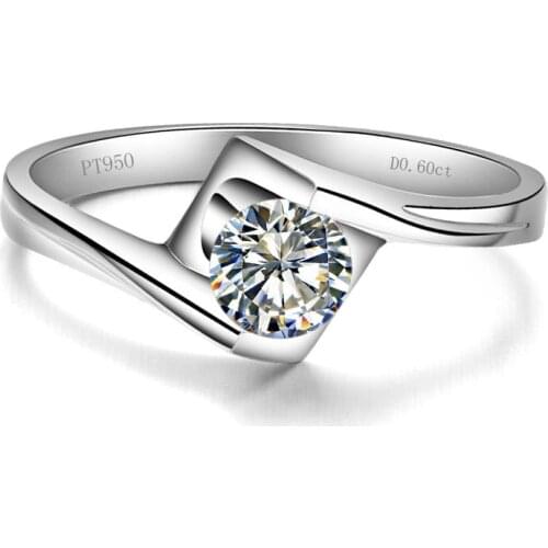 0.5 Carat Solid 14K Gold Angel Kiss Style Personality Genuine Moissanite Engagement Ring Bonzer Design Lovely Anniversary Gift