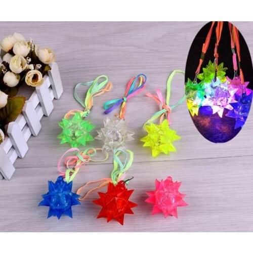 Flashing Crystal Star Necklaces Kids Glowing Light-Up Rubber Planet Pendant Toy Jewelry Party Favors Goodie Bag Fillers 25pcs