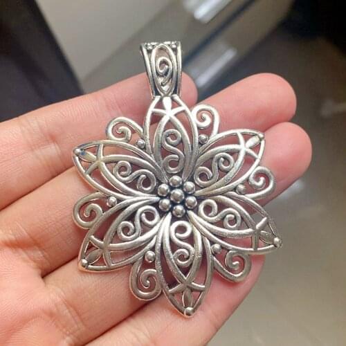 6PCS/Lot Filigree Big Bohemia Flower Charm Pendant For DIY Necklace Handmade Accessories Fashion Jewelry Making Findings