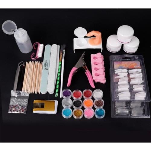 Full Nail Manicure Set Pro Acrylic Kit With Drill Machine Acrylic Liquid Nail Glue Glitter Powder Nail Tips Nail Art Tool Kit