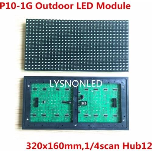 Direct Selling P10 Outdoor Green Color Led Display Module 320x160mm, High Brightness Dip LED Panel