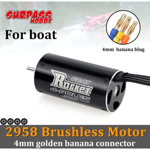 Rocket 2958 waterproof brushless motor 4 poles 4200KV 4480KV 3.175mm shaft for RC Boat Car M41 Catamaran Spartan 1000mm